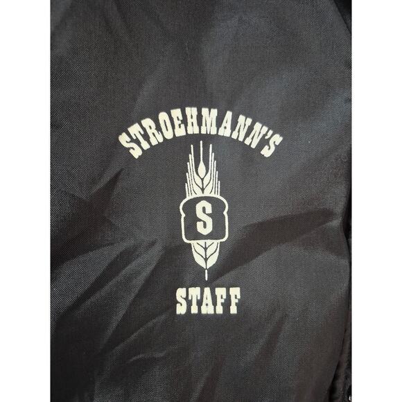 VTG Holloway Black Nylon Bomber Jacket Stroehmann's Bakery Staff M - Picture 2 of 5